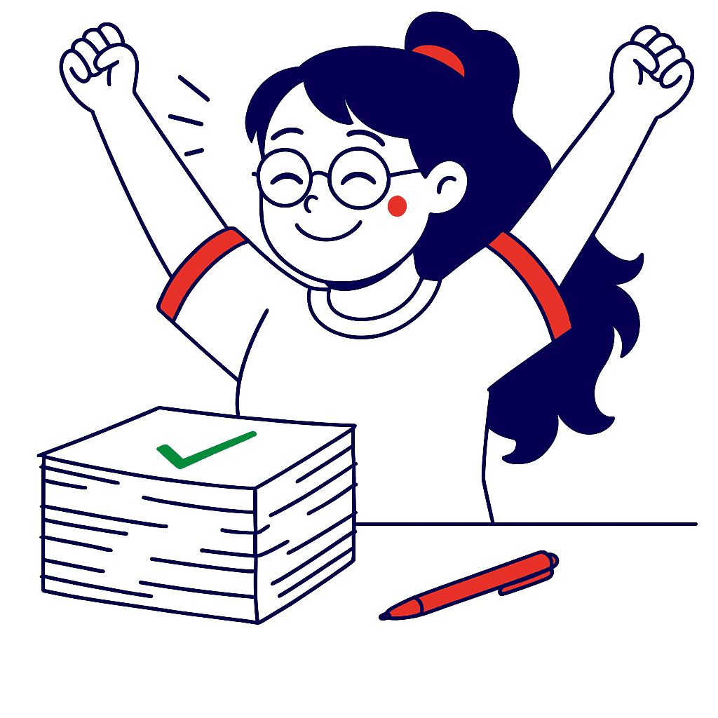 Teacher finished grading