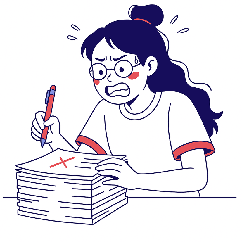 Teacher grading assignments
